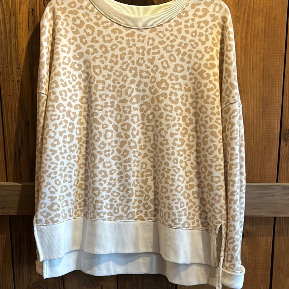 Leopard Print Beige Sweater